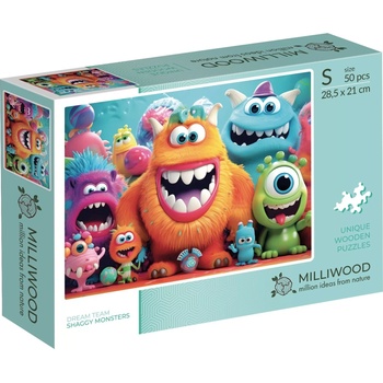 Milliwood Дървен пъзел Milliwood, Dream Team, 50 части - Рошави чудовища (S-ShaggyMonsters-5015)
