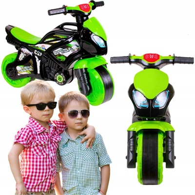 Teddies motorka zeleno-černá plast na baterie se světlem se zvukem v sáčku 36x53x74cm