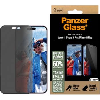 Panzer Стъклен протектор PanzerGlass - Privacy UWF, iPhone 16 Plus/15 Plus (5715685002472)