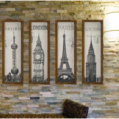 ASIR Sada nástěnných obazů CITY 19 cm MDF