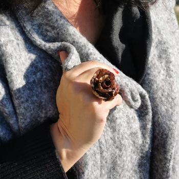 Meganflo Голям пръстен "Триизмерна роза бордо