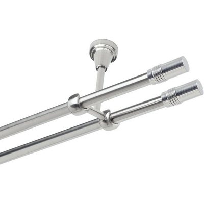 OK-GarnýžeCZ Garnýž kovová dvouřadá 19mm Cylinder double nerez 360 cm do stěny / na tunýlek - bez kroužků
