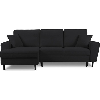 Cosmopolitan Design Черен разтегателен ъглов диван с място за съхранение от прежда с примки от букле (ляв ъгъл) Kyoto - Cosmopolitan Design (COS_LCF_67_F2_KYOTO3)