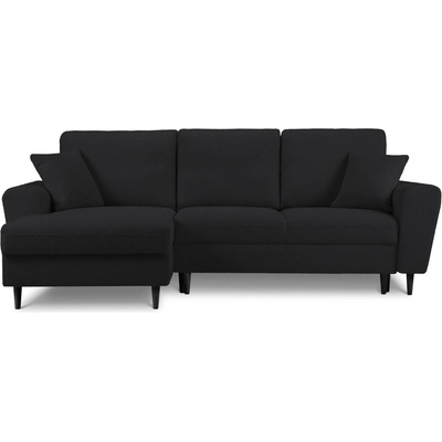 Cosmopolitan Design Черен разтегателен ъглов диван с място за съхранение от прежда с примки от букле (ляв ъгъл) Kyoto - Cosmopolitan Design (COS_LCF_67_F2_KYOTO3)