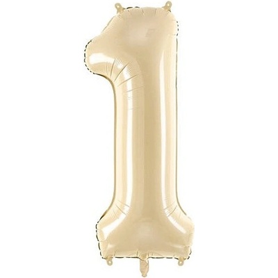 PartyDeco Balónek fóliový číslo 1 béžový 72cm