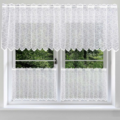 Forbyt žakarová vitrážová záclona 913965, geometrický vzor, s bordurou, bílá výška 40cm (v metráži)