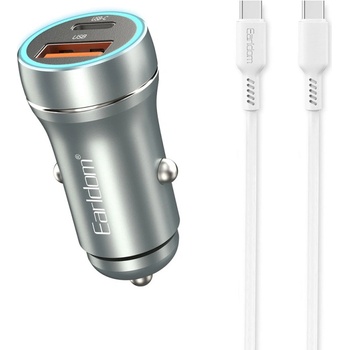 Earldom Зарядно устройство за кола Earldom ES-CC29, 30W, USB QC3.0, PD, С Type-C PD кабел, Сребрист - 40351