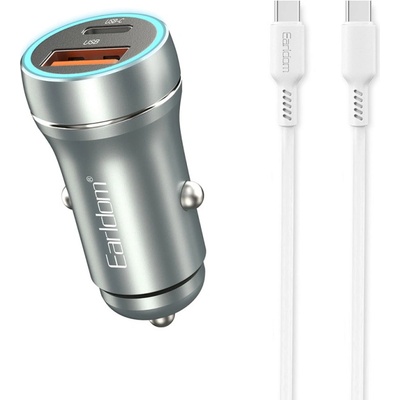 Earldom Зарядно устройство за кола Earldom ES-CC29, 30W, USB QC3.0, PD, С Type-C PD кабел, Сребрист - 40351