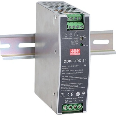 MEAN WELL DDR-240B-48 Měnič: DC/DC; 240W; Uvst: 16,8÷33,6VDC; Uvýst: 48VDC; Ivýst: 5A; DDR