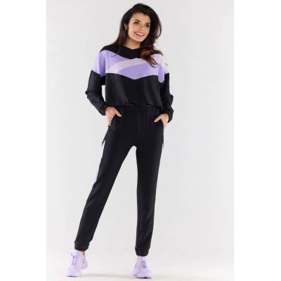 Awama Woman's Sweatshirt A497 Black/Violet
