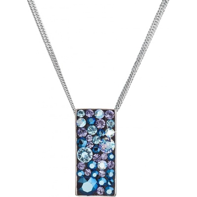 Evolution Group Strieborný náhrdelník so Swarovski kryštálmi modrý obdĺžnik 32074.3 blue style
