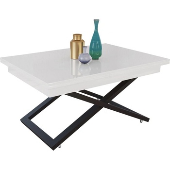 IVM BG Разтегателна маса Флоренция с повдигащ механизъм - бял гланц