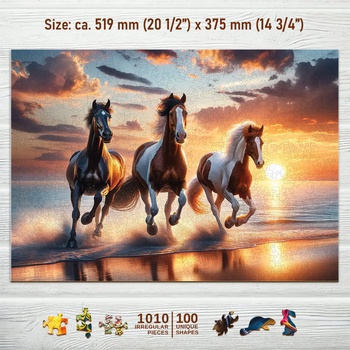 Wooden City - Puzzle Wild Horses on the Beach - 1 000 piese
