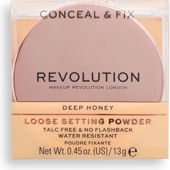 Makeup Revolution Conceal & Fix веган насипна фиксираща пудра Deep Honey 13 g