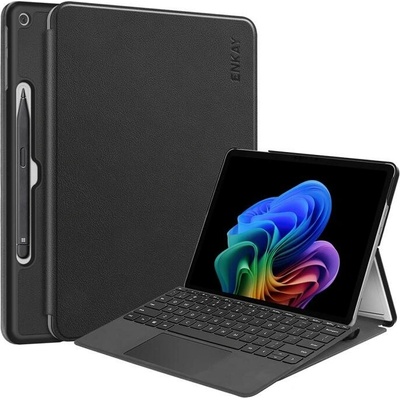 ENKAY 128135 LEATHER Zaklápací kryt pre Microsoft Surface Pro 12 čierny