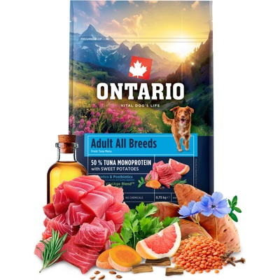 Ontario Adult All Breeds Monoprotein Tuna & Sweet Potatoes 0,75 kg