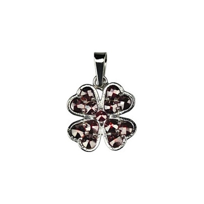 Šperky4U Stříbrný přívěšek granát čtyřlístek ZB5165