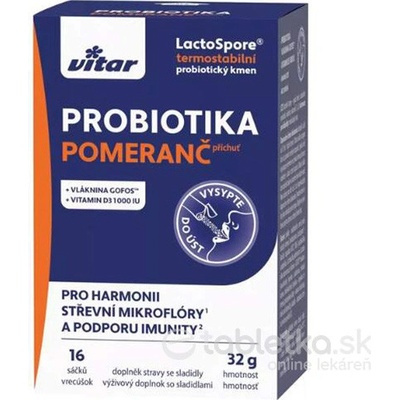 Vitar Probiotika+vláknina+vit.C a D 16 x 2 g