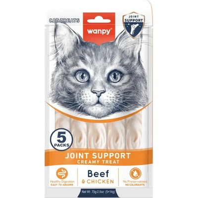 Wanpy Cat Joint Support кремообразно лакомство за котки с говеждо и пилешко, за здрави стави 5х14gr