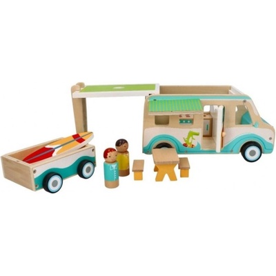 Adam Toys Drevený auto karavan s prívesom a príslušenstvom Adam Toys