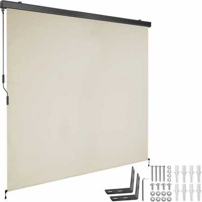 tectake Svislá markýza Eloise se 2 nástěnnými držáky - 200 x 250 cm, béžová