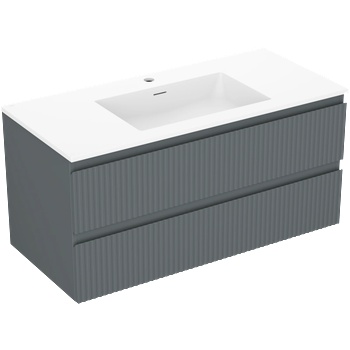 Mexen Rivel шкаф за баня 100 см с мивка Otis, 2 чекмеджета, оребрена, графит (91A20-10047-2-BFF66-W18M01)