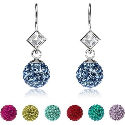 Šperky eshop ze stříbra čirý krystal Swarovski barevné blýskavé kuličky R25.25 Světlemodrá