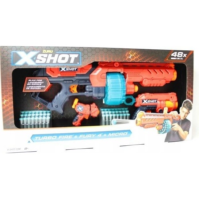 Raketomet Zuru X-Shot Turbo Fire + Fury 4 + Micro