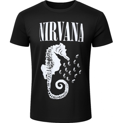 ROCK OFF мъжка тениска Nirvana - Seahorse & Logo Mono - BL - Carbon - ROCK OFF - NIRVCBN89MB