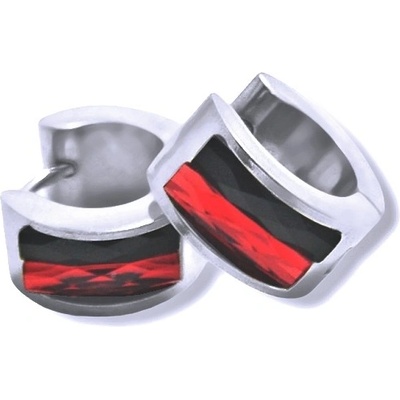 Exeed ocelové náušnice kroužky Kamínky Černá Červená 6266