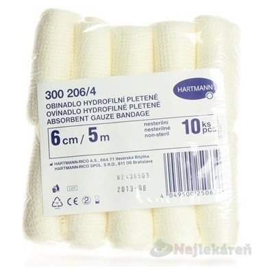 Hartmann Obin. hydrofil. plet. nesteril. 6 cm x 5 m bal. 10