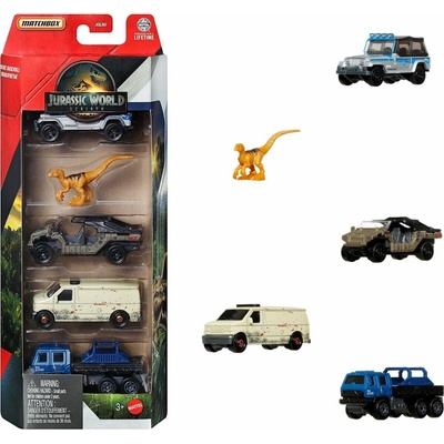 Matchbox Mattel Jurský svět 4 ks angličák a dinosaurus