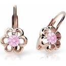 Danfil detské náušnice kvetiny C1947 zo ružového zlata pink klapka