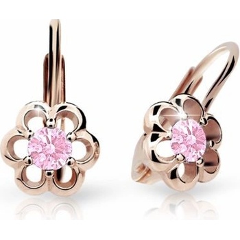 Danfil detské náušnice kvetiny C1947 zo ružového zlata pink klapka