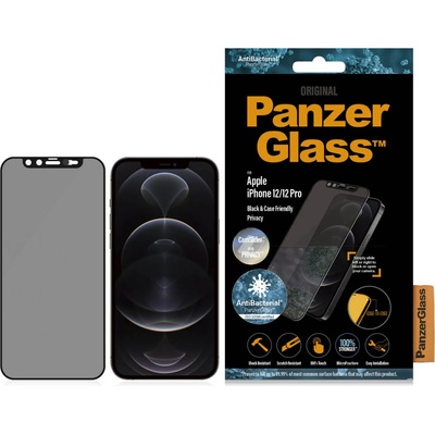 Panzer Стъклен протектор PanzerGlass за Apple iPhone 12/iPhone 12 Pro AntiBacterial Privacy CamSlider Черен
