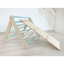 Montessori ELIS DESIGN Piklerovej trojuholník light + doska 2v1 natur modré priečky