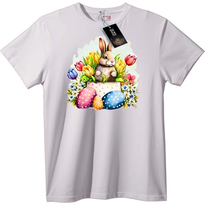 NOONEBRAND Тениска Великденски Заек и Цветя - 4XL, Black