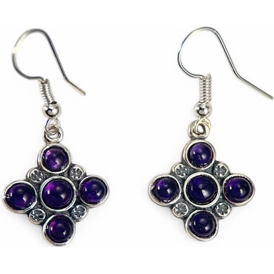Drakkaria PRAGA středověké stříbrné náušnice ametyst P44153