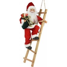 Home Styling Collection Vánoční dekorace Santa Claus na žebříku s dárkem 69 cm