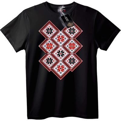 NOONEBRAND Тениска с фолклорна шевица - 2XL, Black