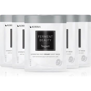 KORIKA FermentBeauty Set of 5 Hydrating Face Sheet Masks with Fermented Yogurt and Hyaluronic Acid комплект маски за лице на намалена цена