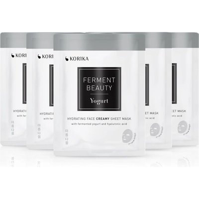 KORIKA FermentBeauty Set of 5 Hydrating Face Sheet Masks with Fermented Yogurt and Hyaluronic Acid комплект маски за лице на намалена цена