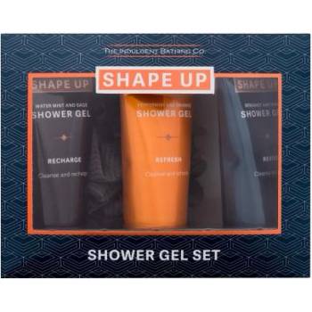 Xpel Shape Up Shower Gel Set подаръчен комплект: душ гел Bergamot & Mint 100 ml + душ гел Peppermint & Orange 100 ml + душ гел Water Mint & Sage 100 ml + гъба за баня за мъже