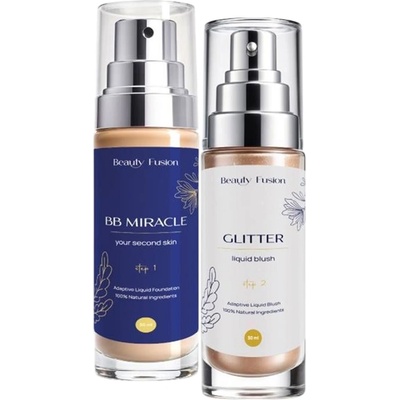 Beauty Fusion Комплект - Течен хайлайтър Glitter и Фон дьо тен BB Miracle, 2 х 30 ml