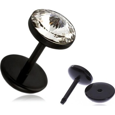 Šperky eshop akrylový falešný plug do ucha čirý zirkon v objímce PC28.05