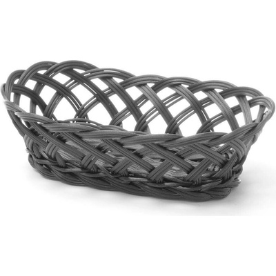 Košík pletený, HENDI, oválný, Černá, 225x130x(H)55mm