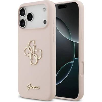 GUESS Силиконов калъф Guess Big 4G Script за iPhone 17 Pro Max - розов