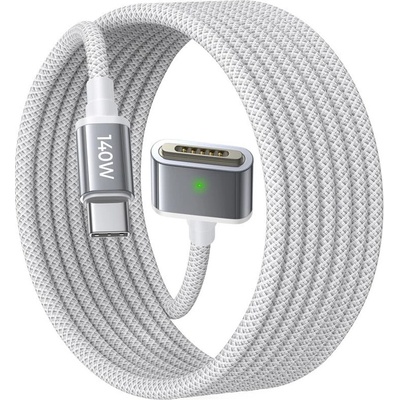 Lisen YL0123070001 Type-C na MagSafe 3 pro MacBook 140 W super rychlé nabíjení opletený 2m stříbrný
