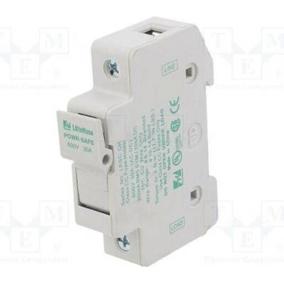 LITTELFUSE LPSC0001Z Zásuvka; 10,3x38mm; na přípojnici DIN; 30A; 600V; Póly: 1; bilá
