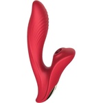 Passion Labs Луксозен вибратор със засмукваща функция "wyn 91 red" 20 см
